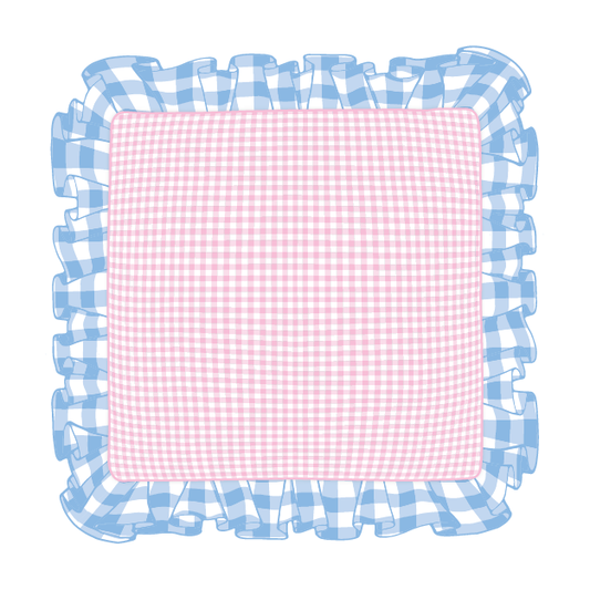 Cornflower & Light Pink Ruffle Pillow