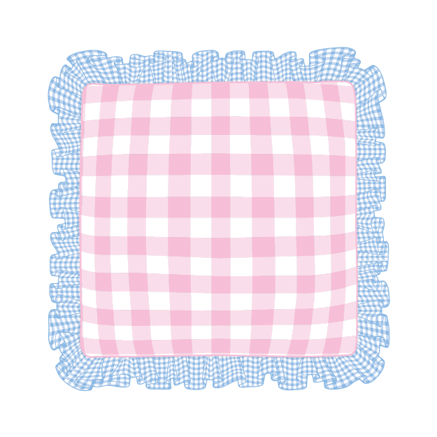 Cornflower & Light Pink Ruffle Pillow
