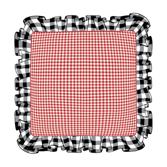 Ebony & Red Ruffle Pillow