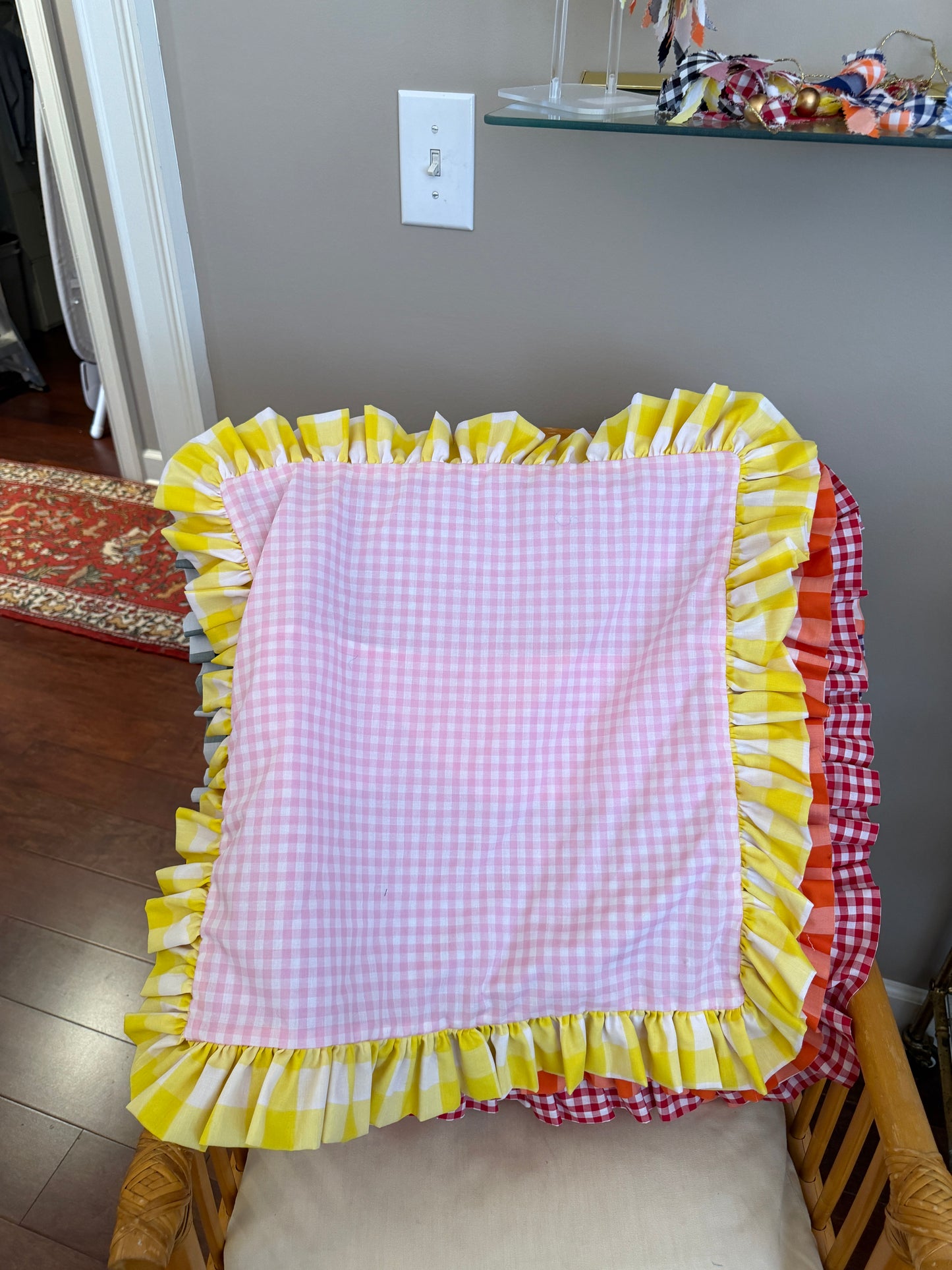 Sunflower & Light Pink Ruffle Pillow