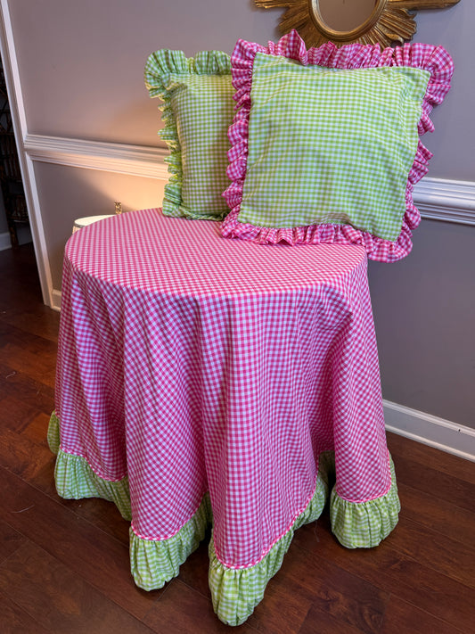 Apple Green & Hot Pink Ruffle Pillow