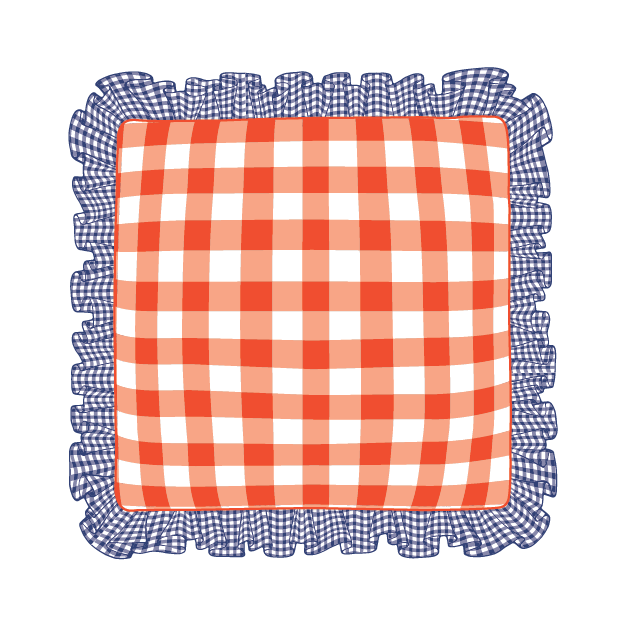 Navy & Orange Ruffle Pillow