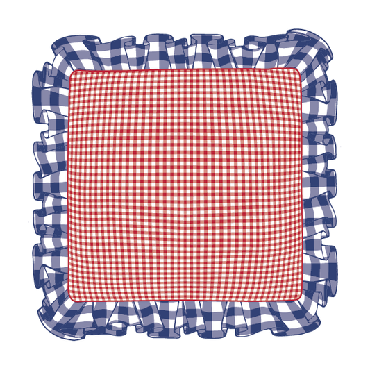Navy & Red Ruffle Pillow