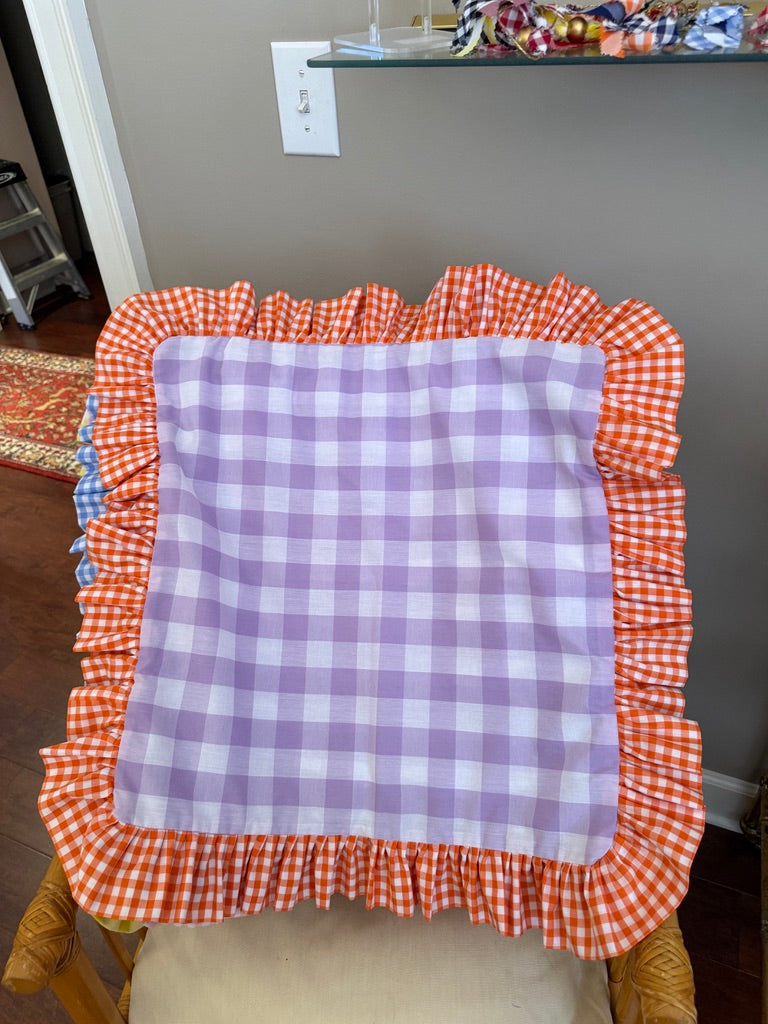 Orange & Lilac Ruffle Pillow