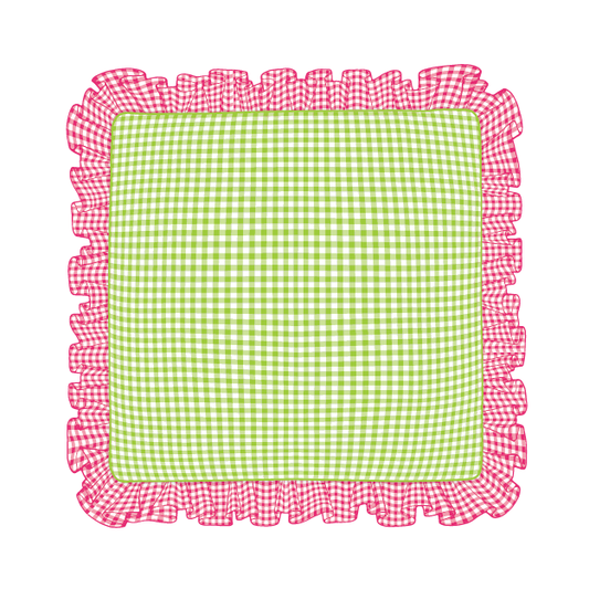 Apple Green & Hot Pink Ruffle Pillow