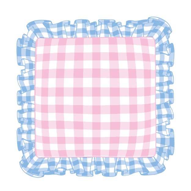 Cornflower & Light Pink Ruffle Pillow