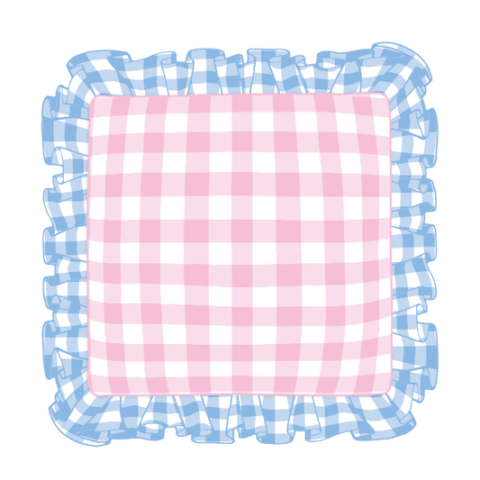 Cornflower & Light Pink Ruffle Pillow