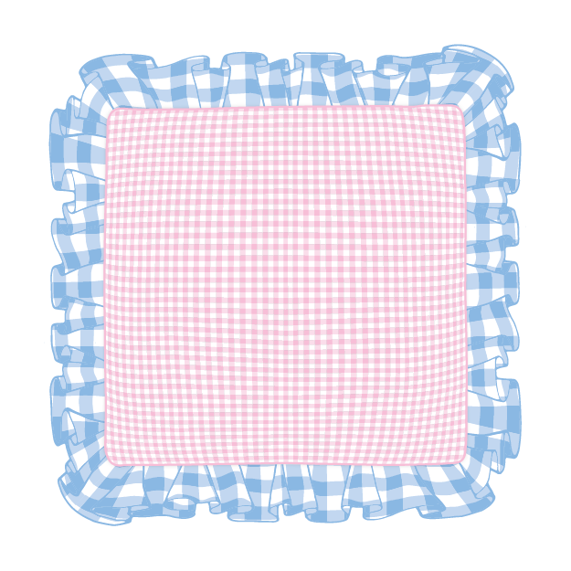 Cornflower & Light Pink Ruffle Pillow