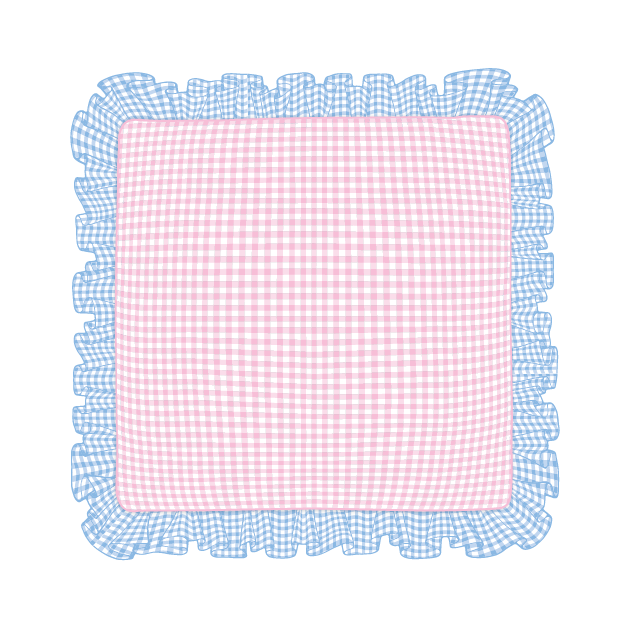 Cornflower & Light Pink Ruffle Pillow