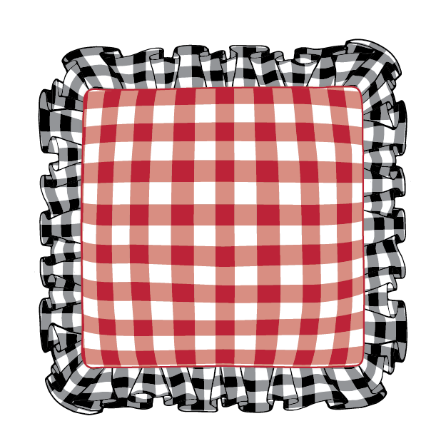 Ebony & Red Ruffle Pillow
