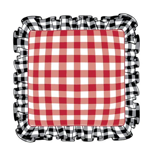 Ebony & Red Ruffle Pillow