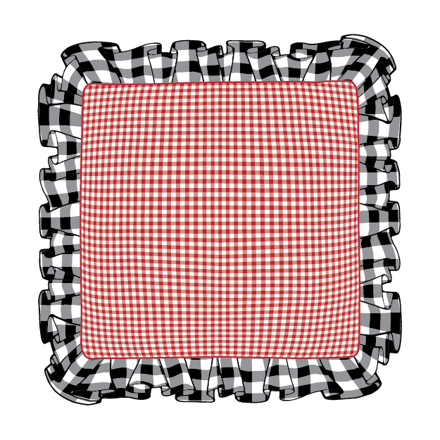 Ebony & Red Ruffle Pillow