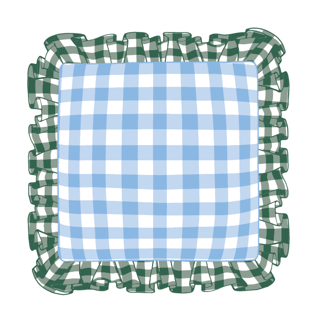 Hunter & Cornflower Ruffle Pillow