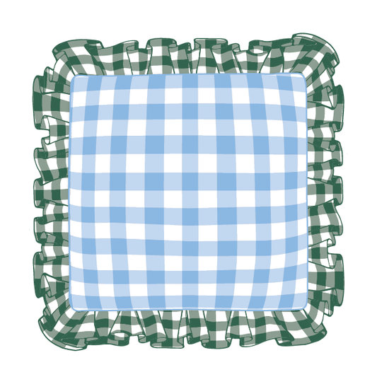 Hunter & Cornflower Ruffle Pillow