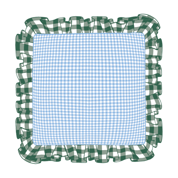 Hunter & Cornflower Ruffle Pillow