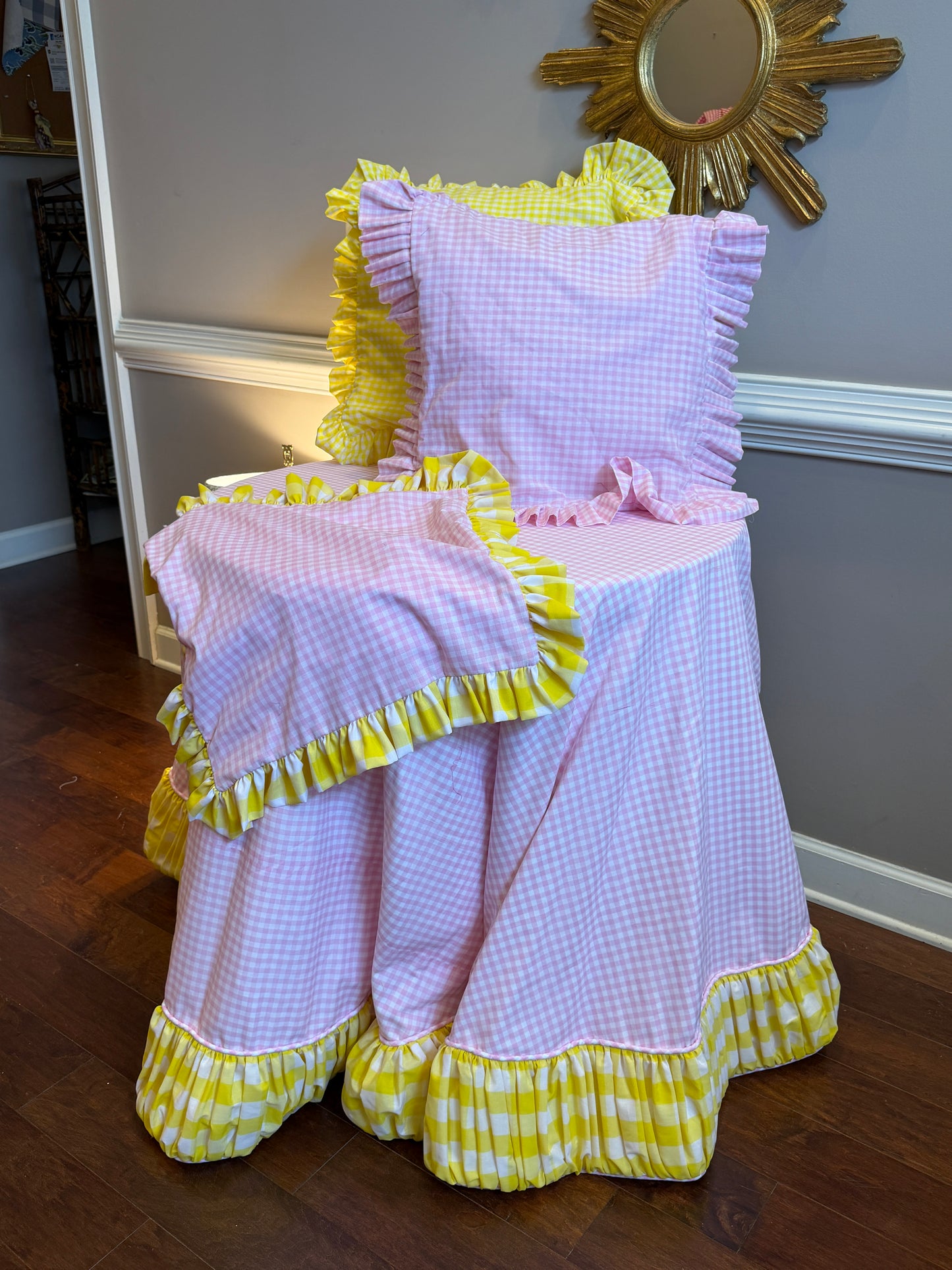 Sunflower & Light Pink Ruffle Pillow