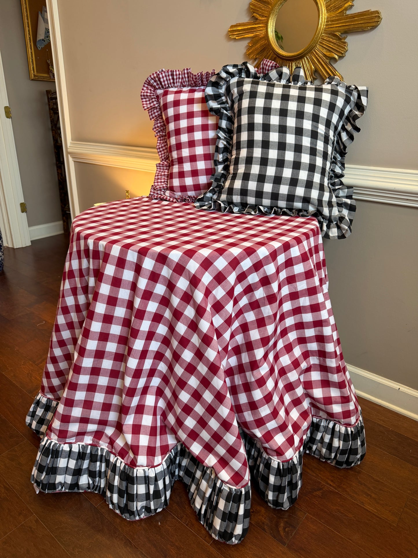 Ebony & Red Ruffle Pillow