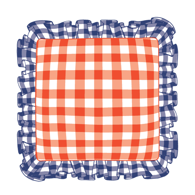 Navy & Orange Ruffle Pillow