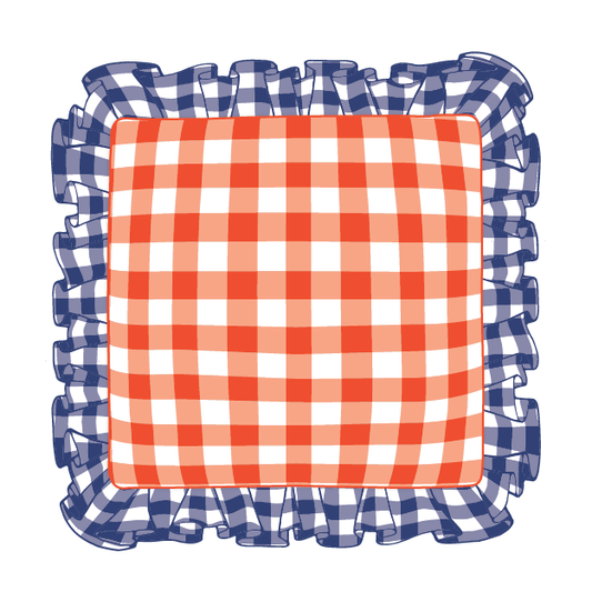 Navy & Orange Ruffle Pillow