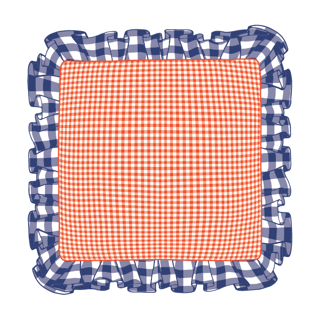 Navy & Orange Ruffle Pillow