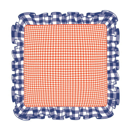 Navy & Orange Ruffle Pillow