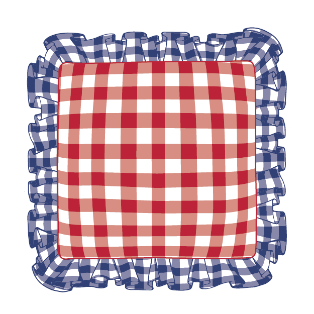 Navy & Red Ruffle Pillow