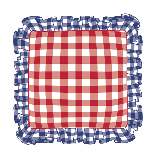 Navy & Red Ruffle Pillow