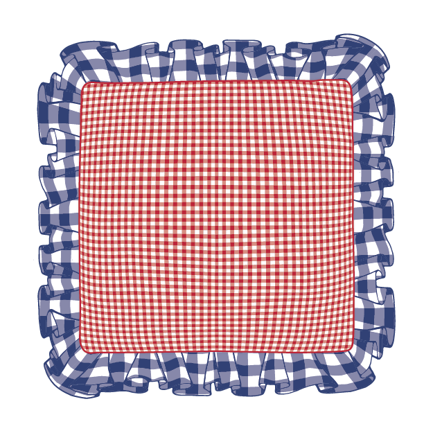Navy & Red Ruffle Pillow
