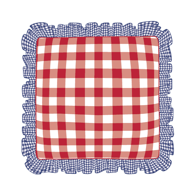 Navy & Red Ruffle Pillow