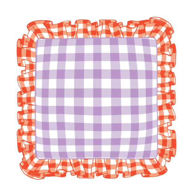 Orange & Lilac Ruffle Pillow