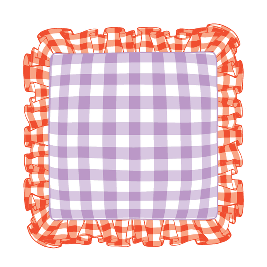 Orange & Lilac Ruffle Pillow