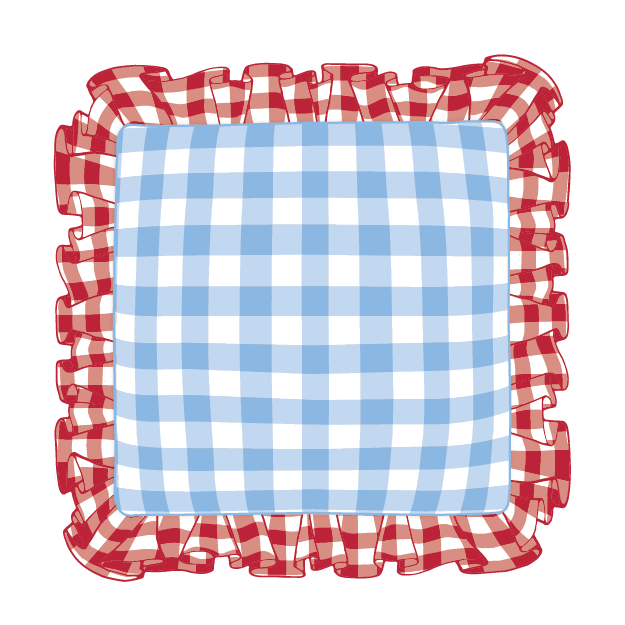 Red & Cornflower Ruffle Pillow