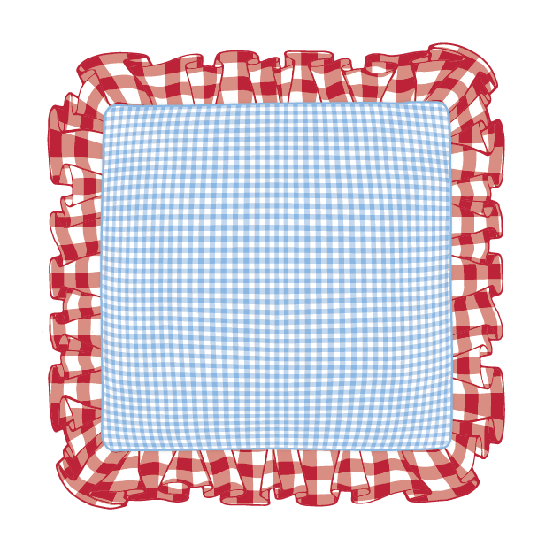 Red & Cornflower Ruffle Pillow
