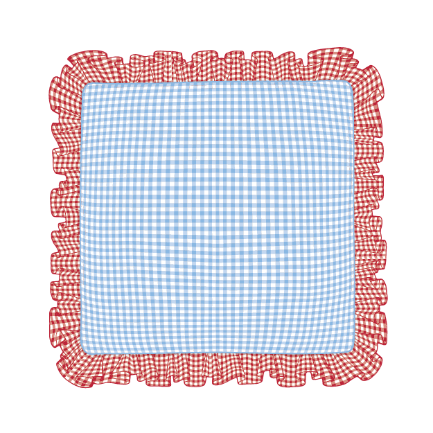 Red & Cornflower Ruffle Pillow