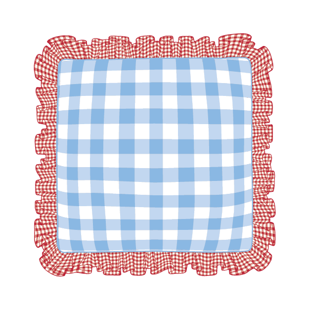 Red & Cornflower Ruffle Pillow